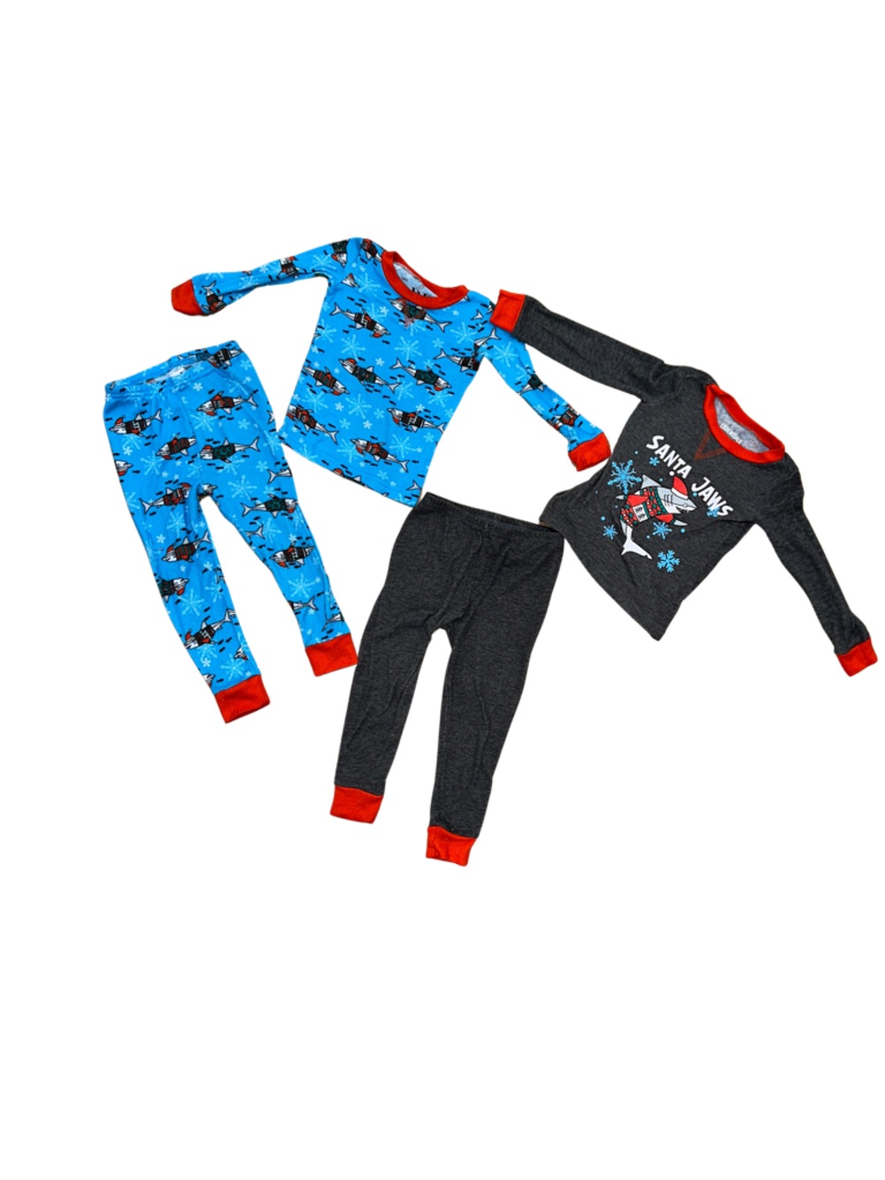 Children's Holiday Pajama Sets in Charcoal & Bright Blue